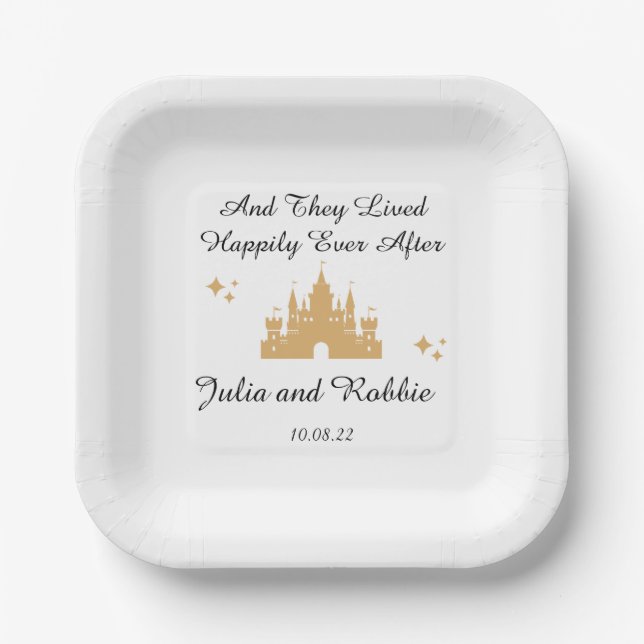 Personalized Happily Ever After Wedding Paper Plates (Front)