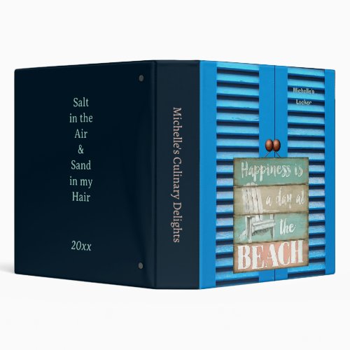 Personalized Happiness is a Day at the Beach Art 3 Ring Binder