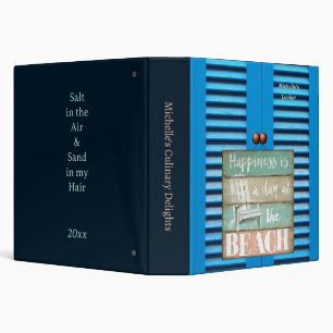 Personalized "Happiness is a Day at the Beach" Art 3 Ring Binder