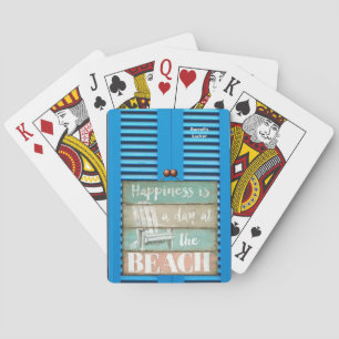 Personalized "Happiness is a Day at the Beach" Art Poker Cards