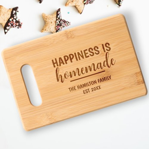 Personalized Happiness is Homemade add Family Name Cutting Board