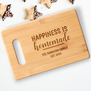 Personalized Happiness is Homemade add Family Name Engraved Cutting Board