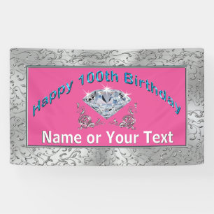Personalized Happy 100th Birthday Banner for Her