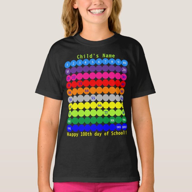 Personalized Happy 100th Day of School Kids' Shirt (Front)