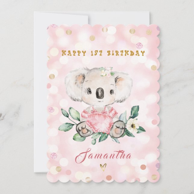 Personalized Happy 1st Birthday Card for Girl (Front)