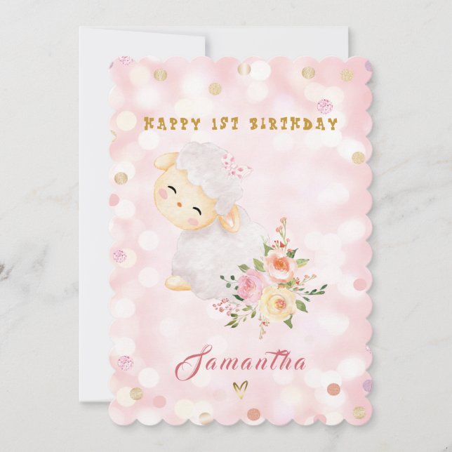 Personalized Happy 1st Birthday Card for Girl (Front)