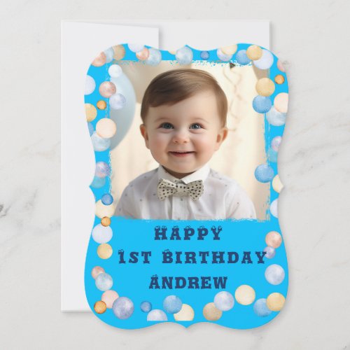 Personalized Happy 1st Birthday With Photo Invitation