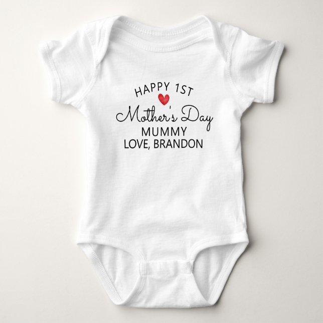 Personalized Happy 1st Mother's Day Baby Bodysuit (Front)