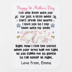 Personalized Happy 1st Mother's Day, Custom Name Baby Blanket