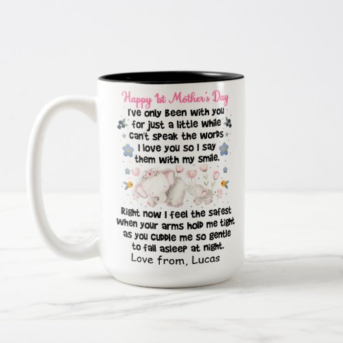 Personalized Happy 1st Mothers Day Custom Names  Two_Tone Coffee Mug