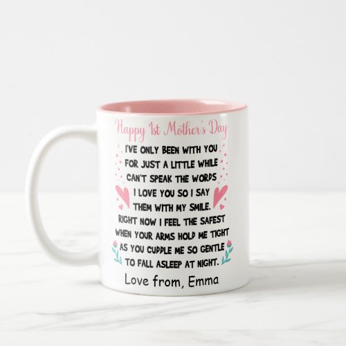Personalized Happy 1st Mothers Day Custom Names Two_Tone Coffee Mug