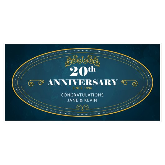 Personalized Happy 20th Anniversary Party Banner (Front)