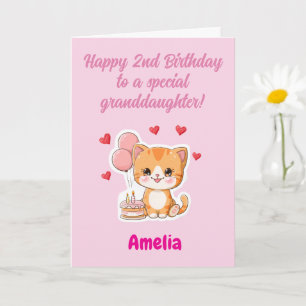 Personalized Happy 2nd Birthday Granddaughter Card