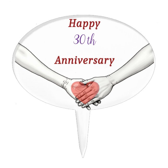 Personalized Happy 30th Anniversary Cake Topper (Front)