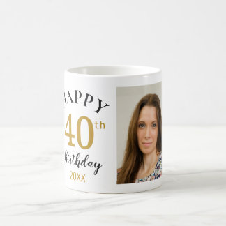 Personalized Happy 40th Birthday 5 Photo Collage Coffee Mug