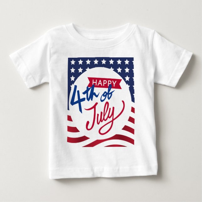 Personalized Happy 4th Of July  Baby T-Shirt (Front)