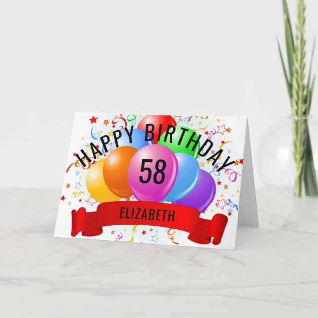 Personalized Happy 58th Birthday  Card (Front)