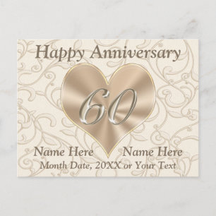 Personalized Happy 60th Anniversary Post Cards