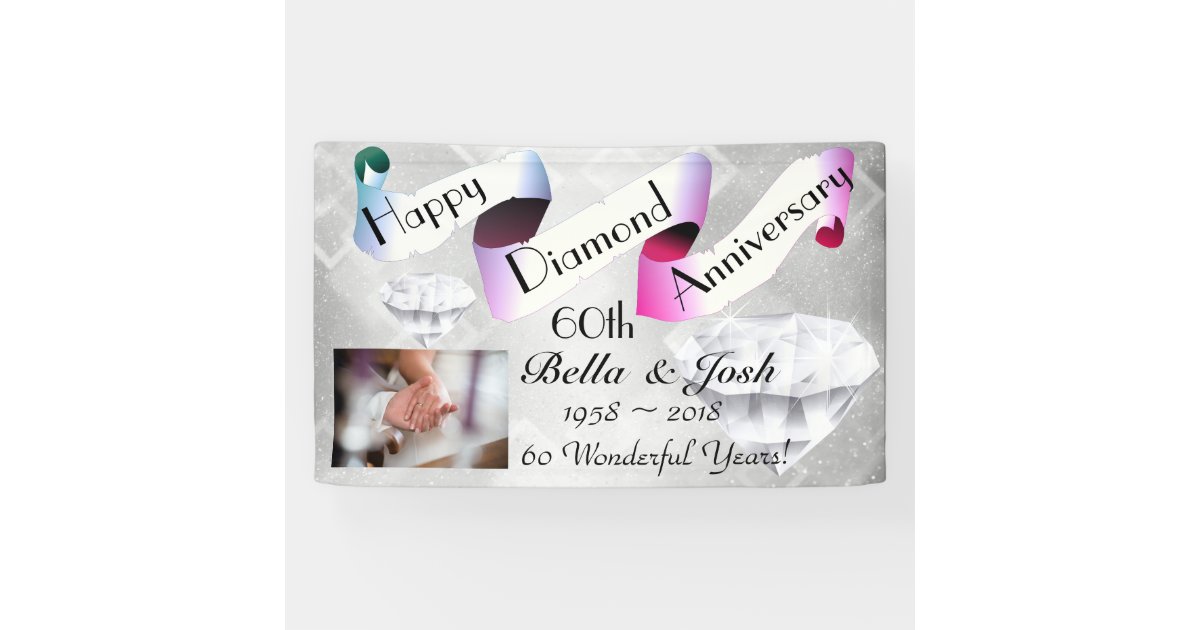 Personalized Happy 60th Wedding Anniversary Banner Zazzle Com