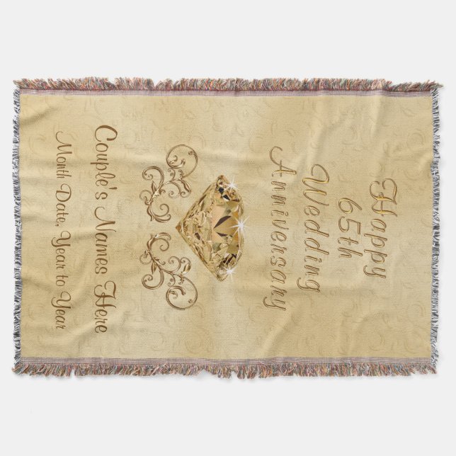 Personalized Happy 65th Anniversary Gifts Ideas Throw Blanket (Front)