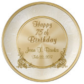 Personalized Happy 75th Birthday Porcelain Plate (Front)