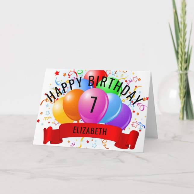 Personalized Happy 7th Birthday  Card (Front)