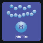 Personalized Happy 8th Birthday Bouncing Balls Square Sticker<br><div class="desc">Personalized these ping pong ball 8th birthday stickers with the name of the birthday boy (or girl)!</div>