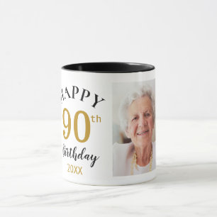 Personalized Happy 90th Birthday 5 Photo Collage Mug