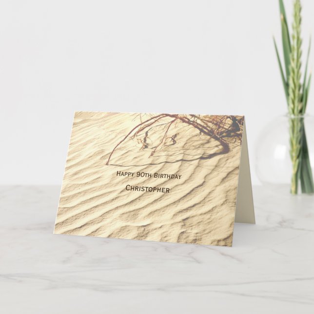Personalized Happy 90th Birthday, Ripples in Sand Card (Front)