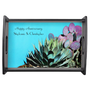 Personalized Happy Anniversary Agave and Cactus Serving Tray
