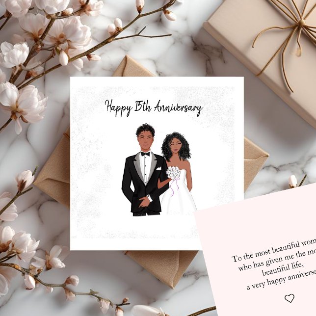 Personalized, Happy Anniversary, black couple, Note Card (Creator Uploaded)