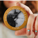 Personalized Happy Anniversary Button<br><div class="desc">Add your parent's picture to these customizable Happy Anniversary button.</div>