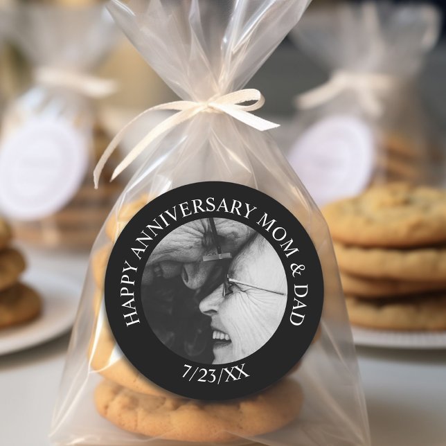 Personalized Happy Anniversary Classic Round Sticker (Creator Uploaded)