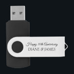 Personalized happy anniversary gift custom name flash drive<br><div class="desc">Personalized happy anniversary gift custom name Flash Drive. Custom small pen drive stick gift for home or office. Elegant typography design with couple's name.</div>