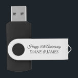 Personalized happy anniversary gift custom name flash drive<br><div class="desc">Personalized happy anniversary gift custom name Flash Drive. Custom small pen drive stick gift for home or office. Elegant typography design with couple's name.</div>