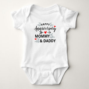 Personalized Happy Anniversary Mommy and Daddy Baby Bodysuit