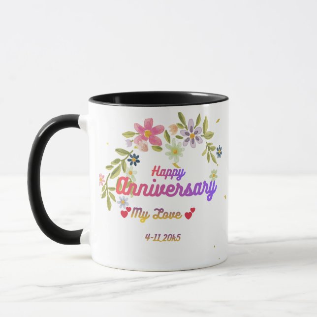 Personalized Happy Anniversary Mug  (Left)