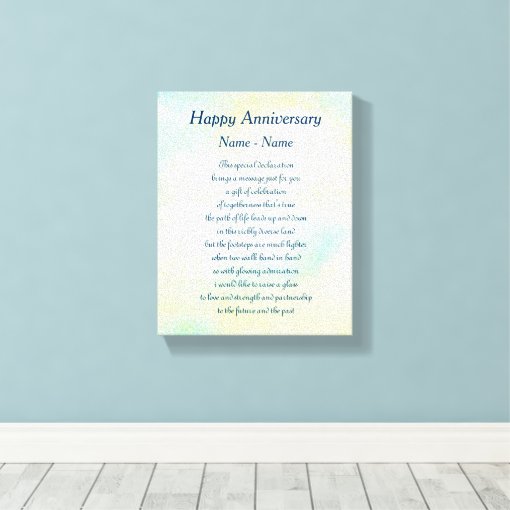 Personalized Happy Anniversary Poem Art Canvas Print | Zazzle