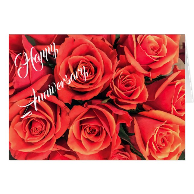 Personalized Happy Anniversary Roses Greeting Card (Front Horizontal)