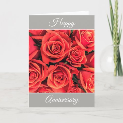 Personalized Happy Anniversary Roses Greeting Card