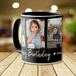 Personalized Happy Birthday 5 Photo Collage Black Mug<br><div class="desc">Unique keepsake mug gift for grandparents birthday with happy birthday typography and 5 photos of grandchildren with their names.</div>