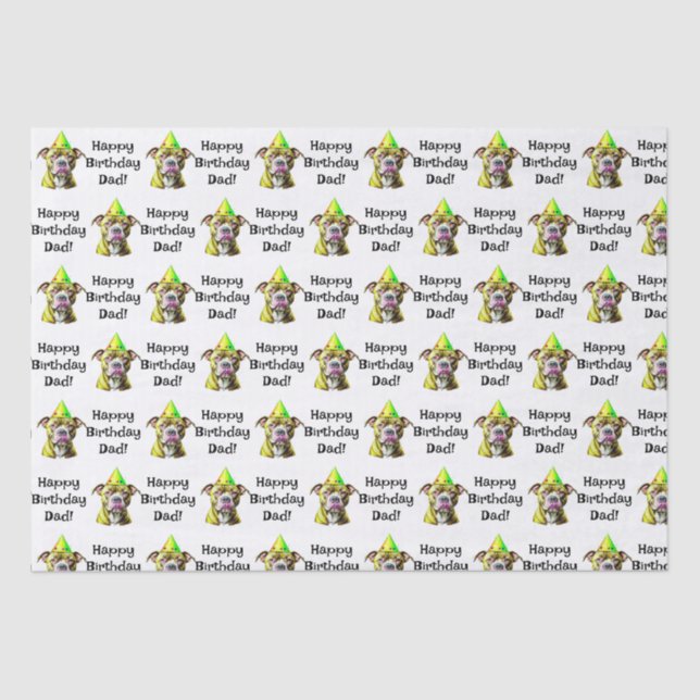 Personalized Happy Birthday (Add Name) Pitbull Tissue Paper (Front)