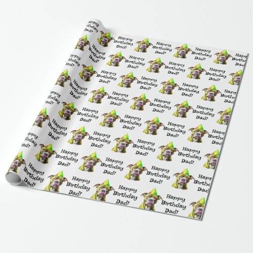 Personalized Happy Birthday Add Name Pitbull Wrapping Paper