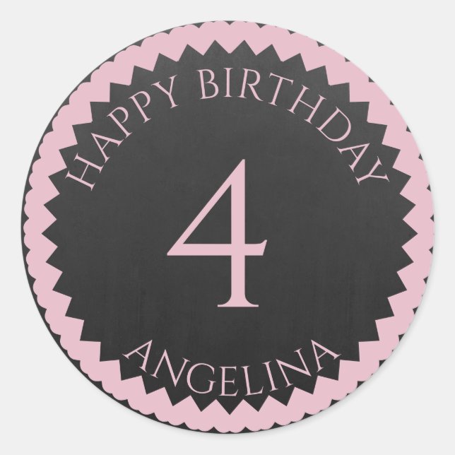 Personalized Happy Birthday add your name age Classic Round Sticker (Front)