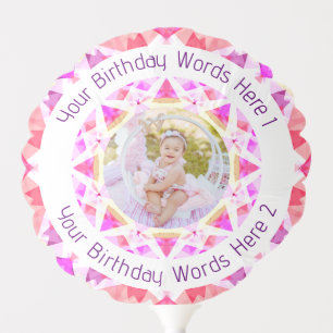 Personalized Happy Birthday Age Greeting Pink Star Balloon