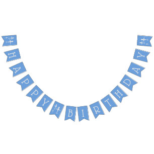 Personalized Happy Birthday Airplanes Blue Decor Bunting Flags