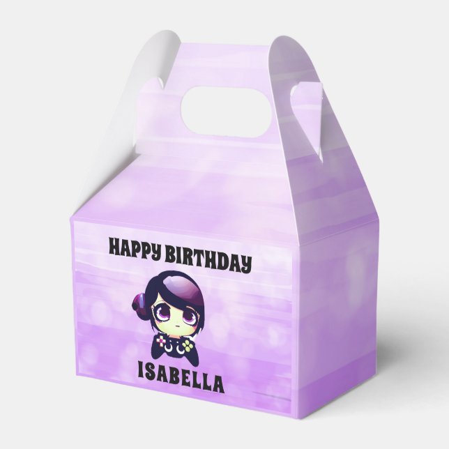 Personalized Happy Birthday Anime Gamer Girl   Favor Boxes (Front Side)