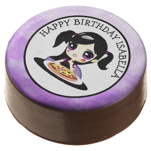 Personalized Happy Birthday Anime Girl Pizza Party Chocolate Covered Oreo