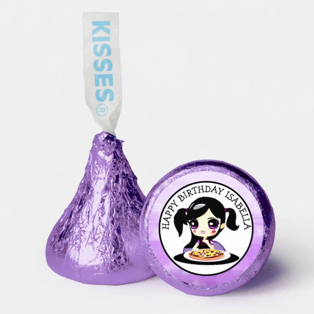 Personalized Happy Birthday Anime Girl Pizza Party Hershey®'s Kisses® (Front)