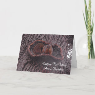 Personalized Happy Birthday Aunt Cute Squirrel Car Card